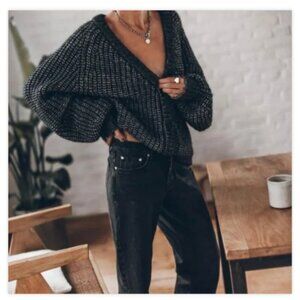 Mikuta Dark Short Knitted Cardigan Medium